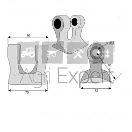 Marteau de broyeur débroussailleuse Norémat, Bomford - alésage 19,5 - rayon 70 - largeur 75 mm, M101-70