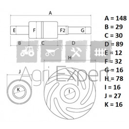 Kit de réparation pompe à eau moteur Fiat 615D, 8035.01 tracteur Fiat Soméca 400 , 400DT , 411 , 411R , 415 , 415DT , 421 , 431 