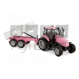 Tracteur rose avec remorque pour ferme Kids Globe jouet 1:50 avec son et lumière