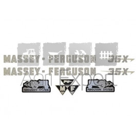 Jeu d'autocollants Massey Ferguson 35X Ferguson system avec moteur Perkins 3 cylindres