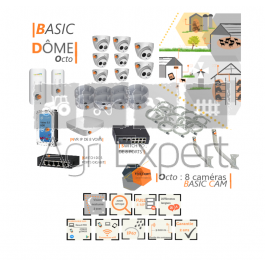| BASIC' Dôme Octo | Dispositif de vidéosurveillance complet comprenant 8 caméras Basic' Dôme Visio Expert