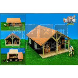 Ecurie en bois avec 2 boxes et atelier ferme Kids Globe jouet 1:32 dimensions 510 x 405 x 275 mm