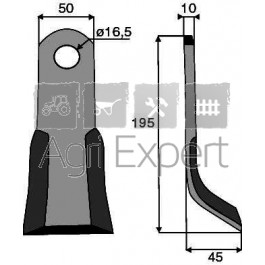 Couteau Y pour broyeur Maletti 50X10 L195mm D16,5mm