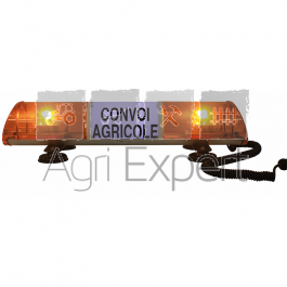 Rampe de signalisation Convoi Agricole à LED L755mm, fixation magnétique, structure en polycarbonate incassable SIRENA.