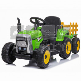 Tracteur électrique pour enfant avec remorque puissance 12V 70W - V.max : 8 km/h , 3 Vitesses, Lumières LED - Vert équivalence de marque Deutz-Fahr, John-Deere