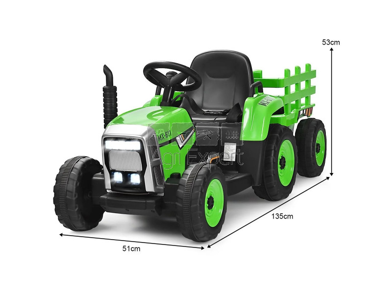 Tracteur électrique Deutz-Fahr pour enfant avec remorque, feux LED, audio  USB et Bluetooth, puissance 12V 70W - V.max : 7 km/h , John-Deere, Costway 