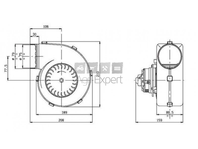 Ventilateur SPAL 001-A46-03D 12V simple turbine 3 vitesses New-Holland  20220121, 84056300