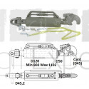 Barre de poussée hydraulique 18T crochet Cat4 genouillère D45,2, entre-axe 802/1102 mm avec flexibles et prises