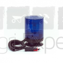 Feu à éclat Bleu ampoule XENON 10J embase aimantée avec ventouse, câble spiralé et fiche pour allume-cigare homologué R65
