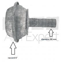 Raccord mâle 150/6" pour tonne à lisier et eau système italien avec réduction embout diamètre 80 mm longueur 375 mm 
