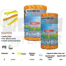 Fil Trapper W3 jaune/orange, pour clôture électrique courte. 3 conducteurs inox.