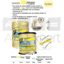 Cordelette Ranger R6 couleur Jaune & Blanc diamètre 6mm, Haute qualité pour toutes clôture électriques.