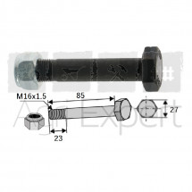 Boulon M16x85 avec écrou pour fléau, marteau de débroussailleuse Müthing, Vogel & Noot - M16 x 1.5 x 85 mm 10.9, taille de clé/SW 27