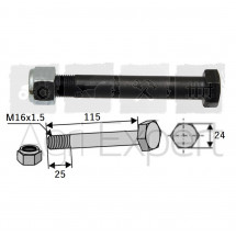 Boulon M16x115 avec écrou pour fléau débroussailleuse Rousseau, Mulag, M16 x 1,5 x 115 mm, 8.8