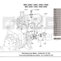 Durite Ø 5 x 10,5 x 340 mm pour compresseur Battioni MEC 5000 M, MEC 6500 M, MEC 8000 M lubrification forcée de tonne à lisier