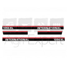 Jeu d'autocollants International 1056 XL pour tracteur Case IH 1056XL noirs - blancs - rouges (01/81 - 12/85)