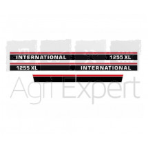 Jeu d'autocollants International 1255 XL pour tracteur Case IH 1255XL noirs - blancs - rouges (01/81 - 12/82) 