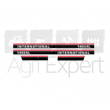 Jeu d'autocollants International 1455 XL pour tracteur Case IH 1455XL noirs - blancs - rouges (01/81 - 12/85) 
