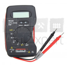 Multimètre format de poche M320 conçu pour mesurer tensions CA et CC, AC et DC, la résistance, la fréquence et la capacité, diode et d'effectuer des contrôles de continuité 