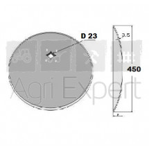 Disque bombé lisse diamètre 450X3.5 carré 23+4trous EA90