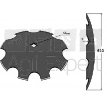 Disque bombé crénelé diamètre 610x6 carré 41 mm